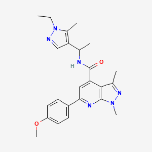 molecular formula C24H28N6O2 B10939726 N-[1-(1-ethyl-5-methyl-1H-pyrazol-4-yl)ethyl]-6-(4-methoxyphenyl)-1,3-dimethyl-1H-pyrazolo[3,4-b]pyridine-4-carboxamide 