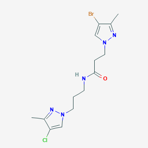 molecular formula C14H19BrClN5O B10939747 3-(4-bromo-3-methyl-1H-pyrazol-1-yl)-N-[3-(4-chloro-3-methyl-1H-pyrazol-1-yl)propyl]propanamide 