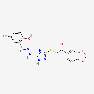 molecular formula C18H14BrN5O4S B10939758 1-(1,3-benzodioxol-5-yl)-2-({5-[(2E)-2-(5-bromo-2-hydroxybenzylidene)hydrazinyl]-4H-1,2,4-triazol-3-yl}sulfanyl)ethanone 