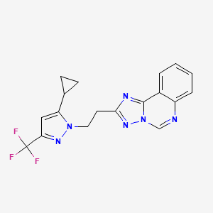 molecular formula C18H15F3N6 B10939772 2-{2-[5-cyclopropyl-3-(trifluoromethyl)-1H-pyrazol-1-yl]ethyl}[1,2,4]triazolo[1,5-c]quinazoline 