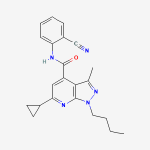 molecular formula C22H23N5O B10939781 1-butyl-N-(2-cyanophenyl)-6-cyclopropyl-3-methyl-1H-pyrazolo[3,4-b]pyridine-4-carboxamide 