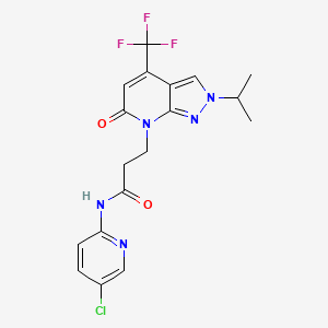 N-(5-chloropyridin-2-yl)-3-[6-oxo-2-(propan-2-yl)-4-(trifluoromethyl)-2,6-dihydro-7H-pyrazolo[3,4-b]pyridin-7-yl]propanamide