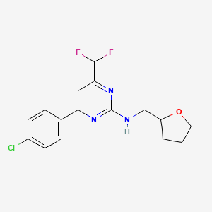 molecular formula C16H16ClF2N3O B10939823 4-(4-chlorophenyl)-6-(difluoromethyl)-N-(tetrahydrofuran-2-ylmethyl)pyrimidin-2-amine 