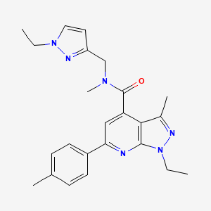 molecular formula C24H28N6O B10939826 1-ethyl-N-[(1-ethyl-1H-pyrazol-3-yl)methyl]-N,3-dimethyl-6-(4-methylphenyl)-1H-pyrazolo[3,4-b]pyridine-4-carboxamide 