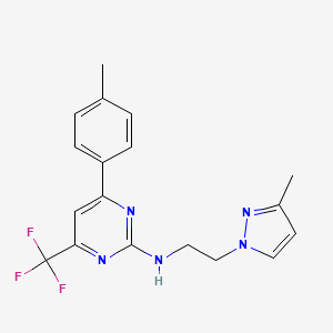 molecular formula C18H18F3N5 B10939834 4-(4-methylphenyl)-N-[2-(3-methyl-1H-pyrazol-1-yl)ethyl]-6-(trifluoromethyl)pyrimidin-2-amine 