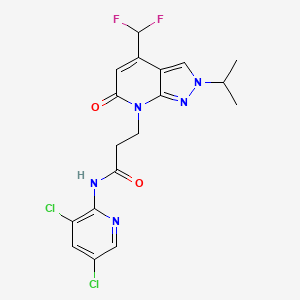 N-(3,5-dichloropyridin-2-yl)-3-[4-(difluoromethyl)-6-oxo-2-(propan-2-yl)-2,6-dihydro-7H-pyrazolo[3,4-b]pyridin-7-yl]propanamide