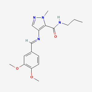 4-{[(E)-(3,4-dimethoxyphenyl)methylidene]amino}-1-methyl-N-propyl-1H-pyrazole-5-carboxamide