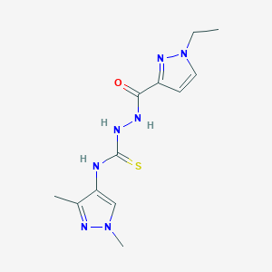 molecular formula C12H17N7OS B10939890 N-(1,3-dimethyl-1H-pyrazol-4-yl)-2-[(1-ethyl-1H-pyrazol-3-yl)carbonyl]hydrazinecarbothioamide 