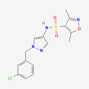 molecular formula C15H15ClN4O3S B10939912 N-[1-(3-chlorobenzyl)-1H-pyrazol-4-yl]-3,5-dimethyl-1,2-oxazole-4-sulfonamide 