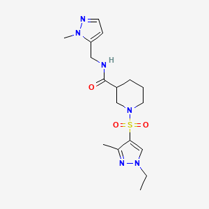 molecular formula C17H26N6O3S B10939918 1-[(1-ethyl-3-methyl-1H-pyrazol-4-yl)sulfonyl]-N-[(1-methyl-1H-pyrazol-5-yl)methyl]piperidine-3-carboxamide 