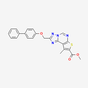 molecular formula C23H18N4O3S B10939933 Methyl 2-[(4-biphenylyloxy)methyl]-9-methylthieno[3,2-E][1,2,4]triazolo[1,5-C]pyrimidine-8-carboxylate 