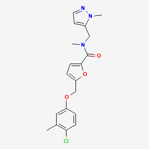 molecular formula C19H20ClN3O3 B10939972 5-[(4-chloro-3-methylphenoxy)methyl]-N-methyl-N-[(1-methyl-1H-pyrazol-5-yl)methyl]furan-2-carboxamide 