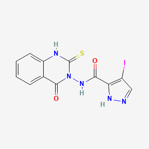 4-iodo-N-(4-oxo-2-sulfanylquinazolin-3(4H)-yl)-1H-pyrazole-3-carboxamide