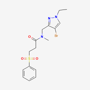 molecular formula C16H20BrN3O3S B10940009 N-[(4-bromo-1-ethyl-1H-pyrazol-3-yl)methyl]-N-methyl-3-(phenylsulfonyl)propanamide 