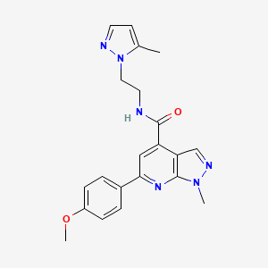 molecular formula C21H22N6O2 B10940024 6-(4-methoxyphenyl)-1-methyl-N-[2-(5-methyl-1H-pyrazol-1-yl)ethyl]-1H-pyrazolo[3,4-b]pyridine-4-carboxamide 