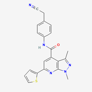 molecular formula C21H17N5OS B10940027 N-[4-(cyanomethyl)phenyl]-1,3-dimethyl-6-(thiophen-2-yl)-1H-pyrazolo[3,4-b]pyridine-4-carboxamide 