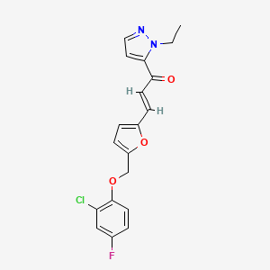 (2E)-3-{5-[(2-chloro-4-fluorophenoxy)methyl]furan-2-yl}-1-(1-ethyl-1H-pyrazol-5-yl)prop-2-en-1-one