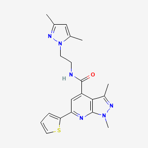 molecular formula C20H22N6OS B10940094 N-[2-(3,5-dimethyl-1H-pyrazol-1-yl)ethyl]-1,3-dimethyl-6-(thiophen-2-yl)-1H-pyrazolo[3,4-b]pyridine-4-carboxamide 