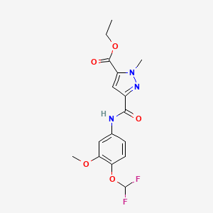 molecular formula C16H17F2N3O5 B10940098 ethyl 3-{[4-(difluoromethoxy)-3-methoxyphenyl]carbamoyl}-1-methyl-1H-pyrazole-5-carboxylate 