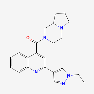 molecular formula C22H25N5O B10940126 [2-(1-Ethyl-1H-pyrazol-4-YL)-4-quinolyl][hexahydropyrrolo[1,2-A]pyrazin-2(1H)-YL]methanone 