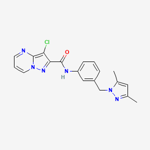 3-chloro-N-{3-[(3,5-dimethyl-1H-pyrazol-1-yl)methyl]phenyl}pyrazolo[1,5-a]pyrimidine-2-carboxamide