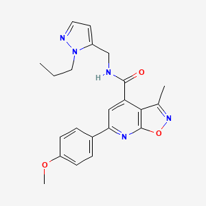 molecular formula C22H23N5O3 B10940156 6-(4-methoxyphenyl)-3-methyl-N-[(1-propyl-1H-pyrazol-5-yl)methyl][1,2]oxazolo[5,4-b]pyridine-4-carboxamide 