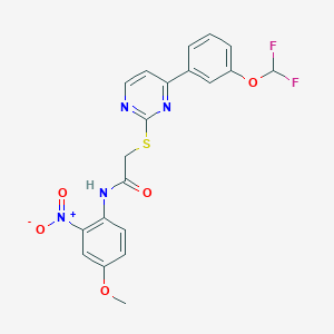 molecular formula C20H16F2N4O5S B10940172 2-({4-[3-(difluoromethoxy)phenyl]pyrimidin-2-yl}sulfanyl)-N-(4-methoxy-2-nitrophenyl)acetamide 