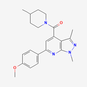 molecular formula C22H26N4O2 B10940248 [6-(4-methoxyphenyl)-1,3-dimethyl-1H-pyrazolo[3,4-b]pyridin-4-yl](4-methylpiperidin-1-yl)methanone 