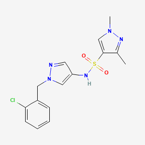 molecular formula C15H16ClN5O2S B10940261 N-[1-(2-chlorobenzyl)-1H-pyrazol-4-yl]-1,3-dimethyl-1H-pyrazole-4-sulfonamide 