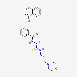 molecular formula C26H30N4O3S B10940268 N-[3-(morpholin-4-yl)propyl]-2-({3-[(naphthalen-1-yloxy)methyl]phenyl}carbonyl)hydrazinecarbothioamide 