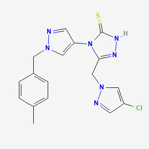 molecular formula C17H16ClN7S B10940313 5-[(4-chloro-1H-pyrazol-1-yl)methyl]-4-[1-(4-methylbenzyl)-1H-pyrazol-4-yl]-4H-1,2,4-triazole-3-thiol 