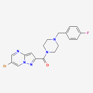 molecular formula C18H17BrFN5O B10940339 (6-Bromopyrazolo[1,5-a]pyrimidin-2-yl)[4-(4-fluorobenzyl)piperazin-1-yl]methanone 