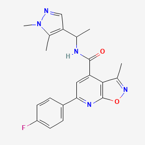 molecular formula C21H20FN5O2 B10940362 N-[1-(1,5-dimethyl-1H-pyrazol-4-yl)ethyl]-6-(4-fluorophenyl)-3-methyl[1,2]oxazolo[5,4-b]pyridine-4-carboxamide 