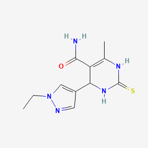 4-(1-ethyl-1H-pyrazol-4-yl)-6-methyl-2-thioxo-1,2,3,4-tetrahydropyrimidine-5-carboxamide