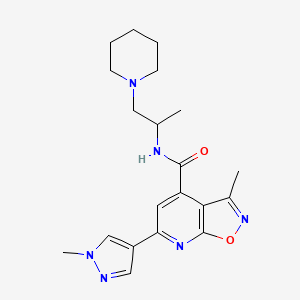 molecular formula C20H26N6O2 B10940410 3-methyl-6-(1-methyl-1H-pyrazol-4-yl)-N-[1-(piperidin-1-yl)propan-2-yl][1,2]oxazolo[5,4-b]pyridine-4-carboxamide 