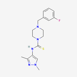 molecular formula C17H22FN5S B10940418 N-(1,3-dimethyl-1H-pyrazol-4-yl)-4-(3-fluorobenzyl)piperazine-1-carbothioamide 