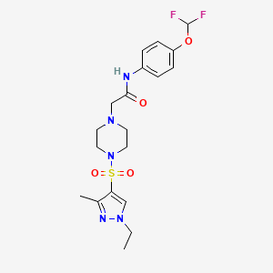 molecular formula C19H25F2N5O4S B10940429 N-[4-(difluoromethoxy)phenyl]-2-{4-[(1-ethyl-3-methyl-1H-pyrazol-4-yl)sulfonyl]piperazin-1-yl}acetamide 