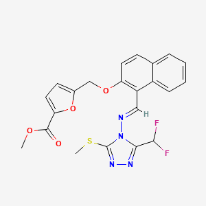 molecular formula C22H18F2N4O4S B10940432 methyl 5-[({1-[(E)-{[3-(difluoromethyl)-5-(methylsulfanyl)-4H-1,2,4-triazol-4-yl]imino}methyl]naphthalen-2-yl}oxy)methyl]furan-2-carboxylate 