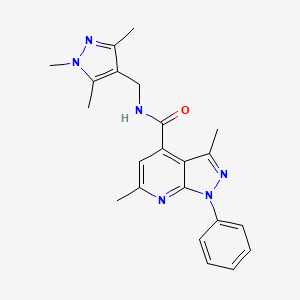 molecular formula C22H24N6O B10940436 3,6-dimethyl-1-phenyl-N-[(1,3,5-trimethyl-1H-pyrazol-4-yl)methyl]-1H-pyrazolo[3,4-b]pyridine-4-carboxamide 