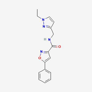 molecular formula C16H16N4O2 B10940458 N-[(1-ethyl-1H-pyrazol-3-yl)methyl]-5-phenyl-1,2-oxazole-3-carboxamide 