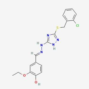 4-[(E)-(2-{5-[(2-chlorobenzyl)sulfanyl]-4H-1,2,4-triazol-3-yl}hydrazinylidene)methyl]-2-ethoxyphenol