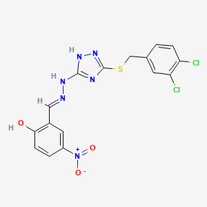 molecular formula C16H12Cl2N6O3S B10940508 2-[(E)-(2-{5-[(3,4-dichlorobenzyl)sulfanyl]-4H-1,2,4-triazol-3-yl}hydrazinylidene)methyl]-4-nitrophenol 