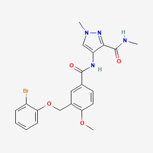 molecular formula C21H21BrN4O4 B10940510 4-[({3-[(2-bromophenoxy)methyl]-4-methoxyphenyl}carbonyl)amino]-N,1-dimethyl-1H-pyrazole-3-carboxamide 