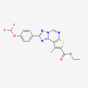 molecular formula C18H14F2N4O3S B10940515 Ethyl 2-[4-(difluoromethoxy)phenyl]-9-methylthieno[3,2-e][1,2,4]triazolo[1,5-c]pyrimidine-8-carboxylate CAS No. 7167-04-6