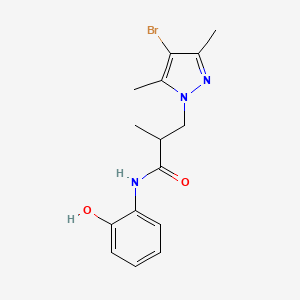 molecular formula C15H18BrN3O2 B10940528 3-(4-bromo-3,5-dimethyl-1H-pyrazol-1-yl)-N-(2-hydroxyphenyl)-2-methylpropanamide 