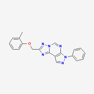 molecular formula C20H16N6O B10940541 2-[(2-methylphenoxy)methyl]-7-phenyl-7H-pyrazolo[4,3-e][1,2,4]triazolo[1,5-c]pyrimidine 