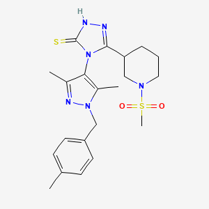 molecular formula C21H28N6O2S2 B10940570 4-[3,5-dimethyl-1-(4-methylbenzyl)-1H-pyrazol-4-yl]-5-[1-(methylsulfonyl)piperidin-3-yl]-4H-1,2,4-triazole-3-thiol 