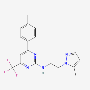 molecular formula C18H18F3N5 B10940576 4-(4-methylphenyl)-N-[2-(5-methyl-1H-pyrazol-1-yl)ethyl]-6-(trifluoromethyl)pyrimidin-2-amine 