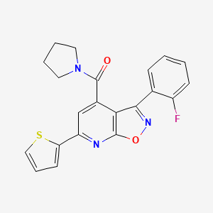 molecular formula C21H16FN3O2S B10940614 [3-(2-Fluorophenyl)-6-(thiophen-2-yl)[1,2]oxazolo[5,4-b]pyridin-4-yl](pyrrolidin-1-yl)methanone 