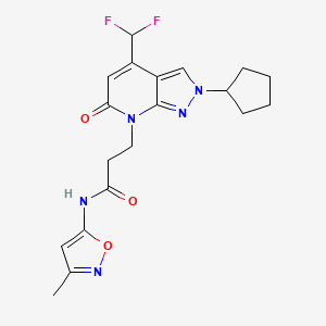 3-[2-cyclopentyl-4-(difluoromethyl)-6-oxo-2,6-dihydro-7H-pyrazolo[3,4-b]pyridin-7-yl]-N-(3-methyl-1,2-oxazol-5-yl)propanamide